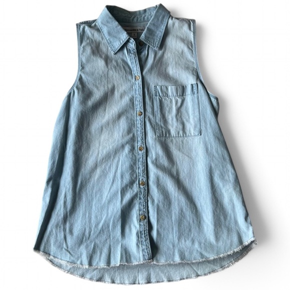 Abercrombie & Fitch Womens Denim Western Coastal Cowgirl Country Top Small - Picture 1 of 7